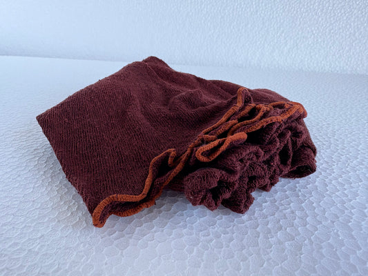 茜染めシルク100％薄手レッグウォーマー（チョコレート色）