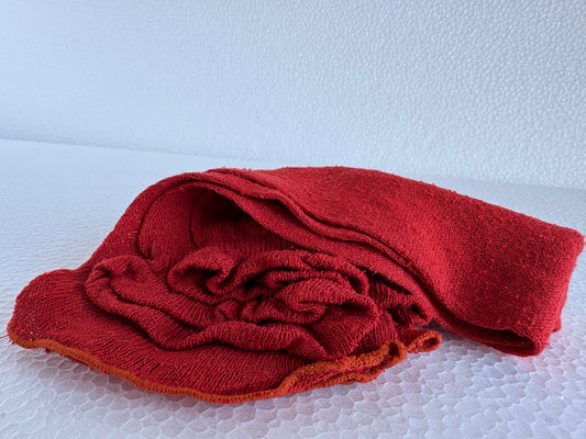 茜染めシルク100％薄手レッグウォーマー（くっきり茜色）