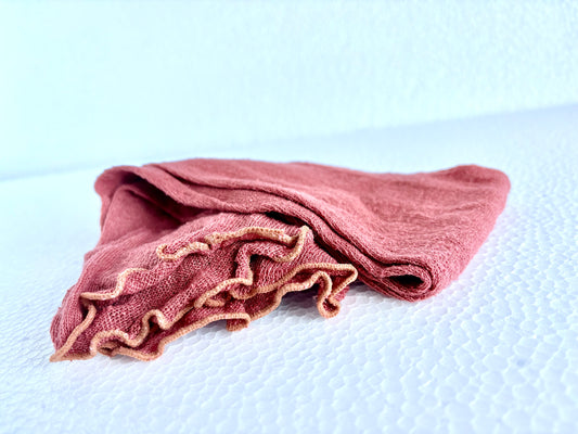 茜染めシルク100％薄手レッグウォーマー（ほんのりベージュ）